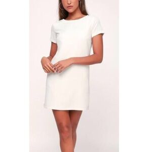 Lulu's Shift Dress Short Sleeve Gold Zipper on Back, Medium